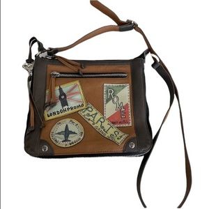 Brighton Vintage Travel Theme Crossbody Bag